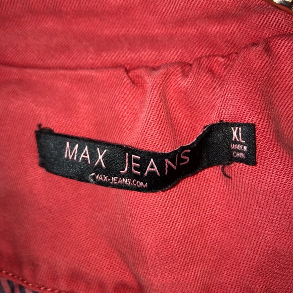 Max Jeans Red Tencel Moto Style Zipper Jacket - Picture 4 of 7